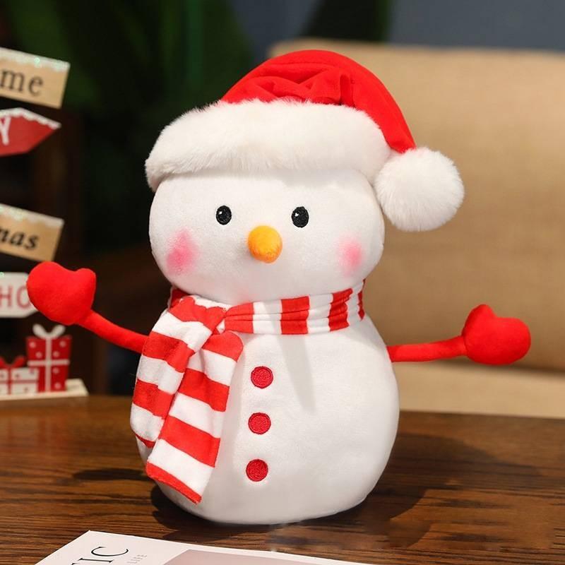 Adorable Plush Snowman Doll For Bedroom Decor Soft Stuffed Toy For Kids Christmas Gift