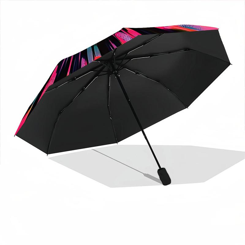 1PC Abstract Art Circular Burst Automatic Folding Umbrella Portable Collapsible 8-Rib Umbrella for All Seasons, Casual Outdoor Accessory, Perfect Gift