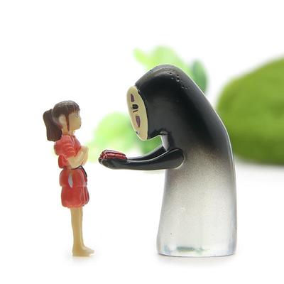 2Pcs Hayao Miyazaki's Spirited Away Glass Faceless Men Resin Chihiro Girl Micro Landscape Gardening