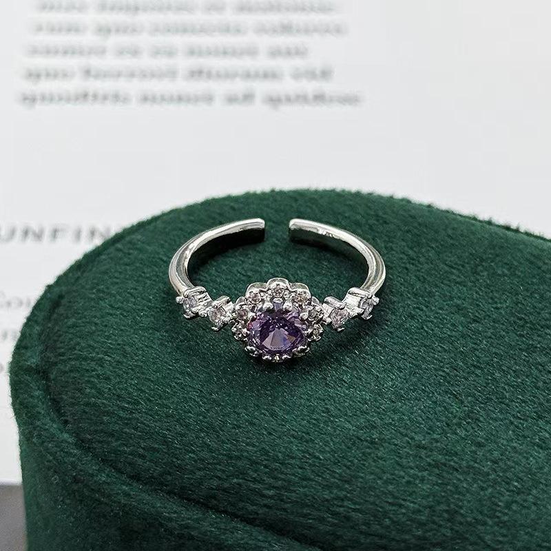 Nine Purple Separation Fire Purple Color Treasure Zir*****Pening Ring Light Luxury Niche High Sense Delicate Stacking Super Immortal Ring Girl
