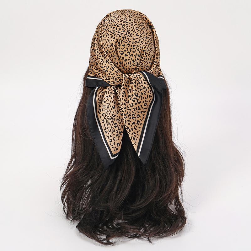 Luxury Leopard Dotted Print Designer Scarf Women 70x70cm Square Silk Scarves Bandana Neckerchief Shawl Small Kerchief