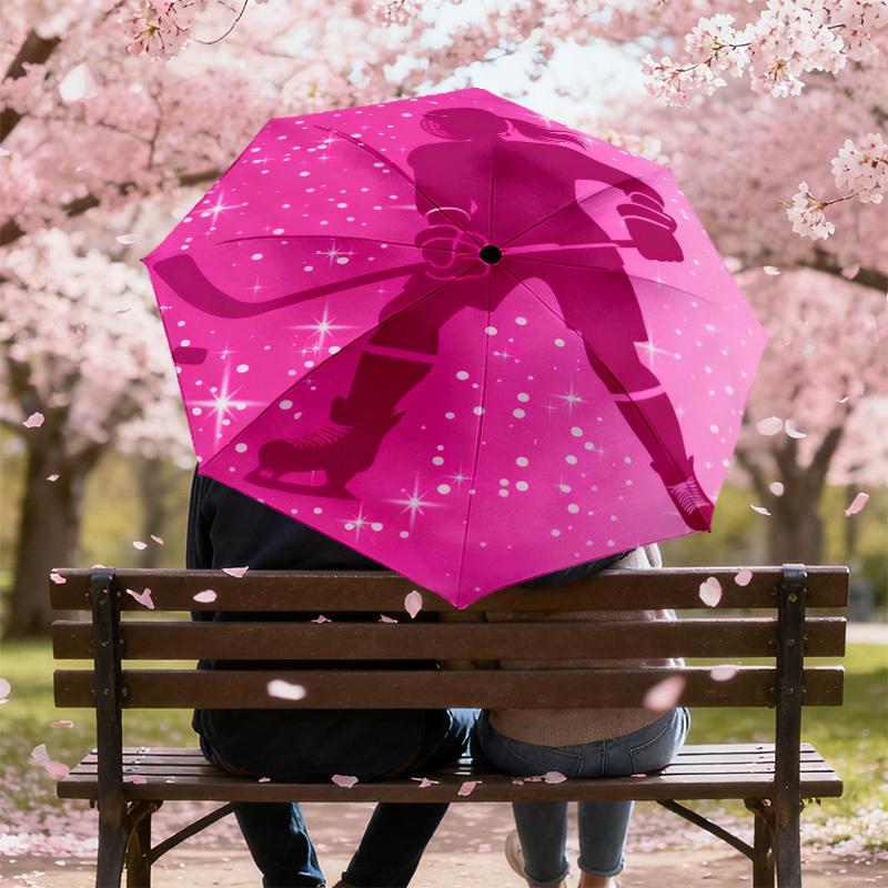 1pc Hockey Player Pattern Umbrella Design Automatic Opening and Closing Umbrella, High-quality Travel Umbrella, c1128236