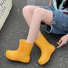 New Outdoor Waterproof Rain Boots Women's Fashion, Non-slip and Wear-resistant Flat-bottomed Medium Tube Rain Shoes Women's Outer Wear