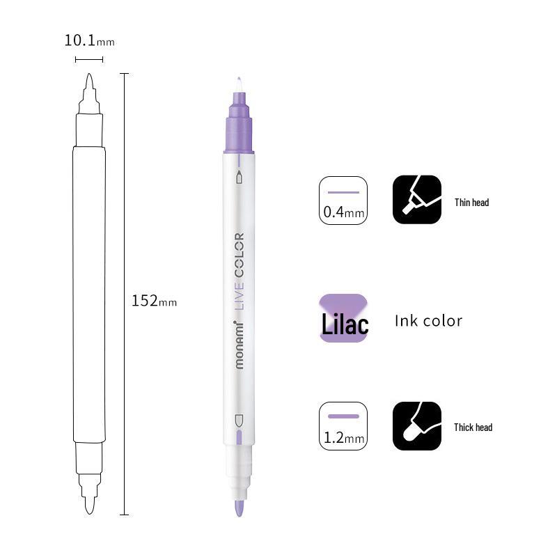 Monami Double-Ended Fiber Tip Liner Pen, 39 Colors for Drawing and Outlining