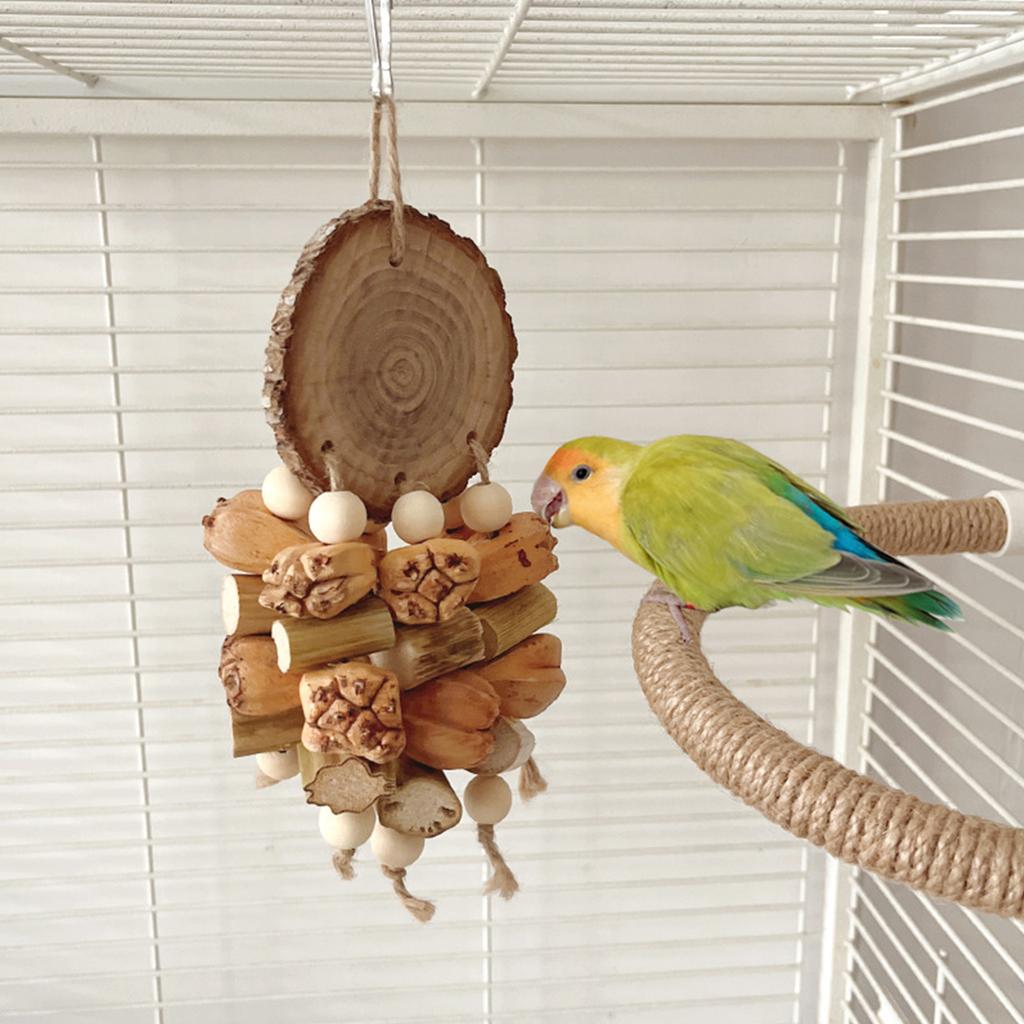 Hanging Bird Toy Wood Tearing Block Toy for Parrot Bird Cage Engaging Entertain Various Parrots Enrichment Hanging Toy