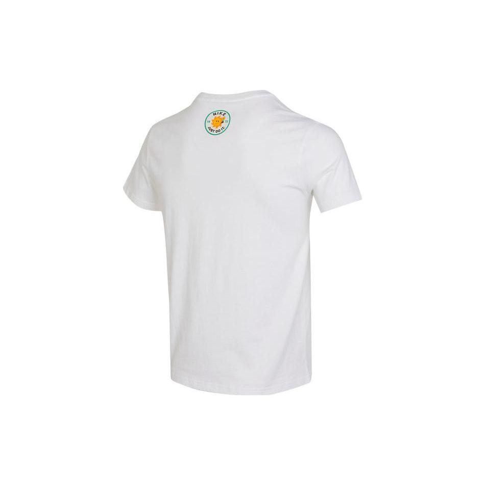 Nike T-Shirt Logo a Lettere Stampa Cartone Animato Girocollo Manica Corta Top per Bambini Bianco FJ7237-100