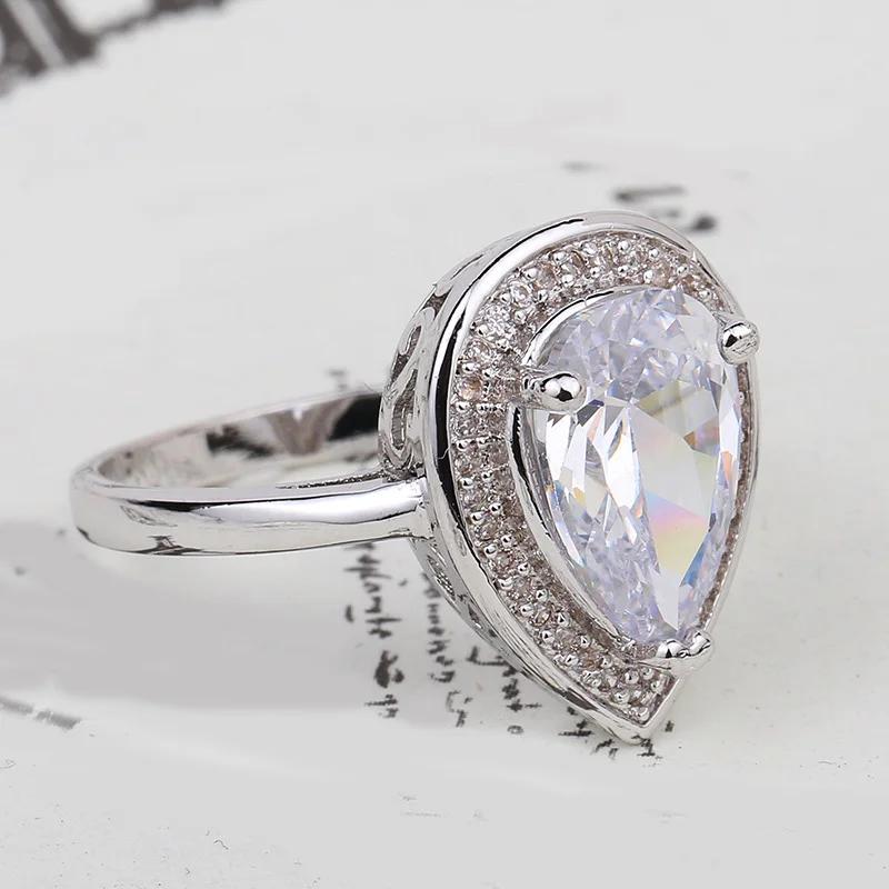 

Drop Water Trendy Cubic Zirconia Sterling Silver Ring For Women Party Crystal Wedding Size 5 6 7 8 9 10 Free Ship 10 срібний