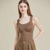 Winter Fleece Warm Vest Women's Wool Mulberry Silk Fleece Thick Heated Seamless Underwear with Chest Pad