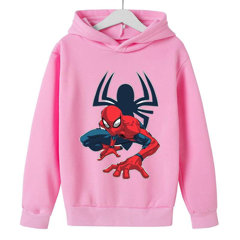 Boys' Marvel Spider-Man Handsome Posture Printed Hooded Sweatshirt Children's Autumn and Winter Casual Sports Long-sleeved Hoodi