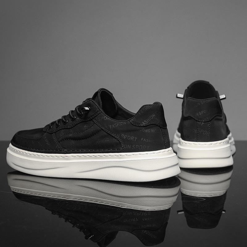 

Men s shoes 2025 new spring platform heightening casual board shoes men s Internet celebrity explosion versatile sports white tide shoes 39 чёрный