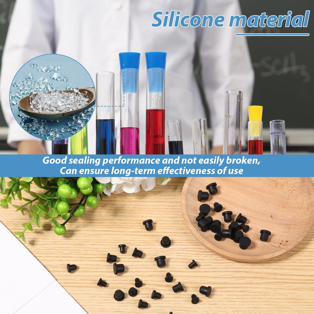 190Pcs Silicone Rubber Tapered Plugs High and Low Temperature Resistant Waterproof 8 Sizes From 1/16 To 5/8Inch for Hole Plugs