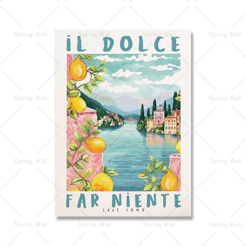 La Dolce Vita Poster And Print Retro Spritz Cocktail Canvas Painting Positano Italy Amalfi Coast Travel Wall Art Bedroom Decor