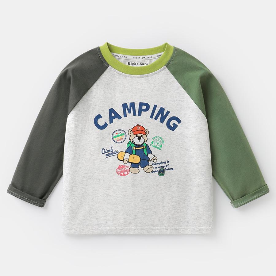 Boys' Striped Long-Sleeve Antibacterial Cotton T-Shirt