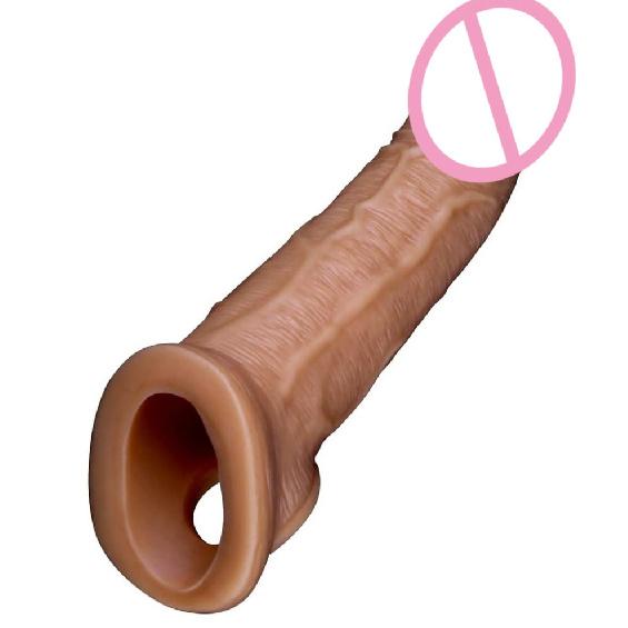 Large Exotic Condom Men's plus-Sized Growth Sexy Sex Product Simulation Penis Ring Men's Crescent Moon Crystal Cover