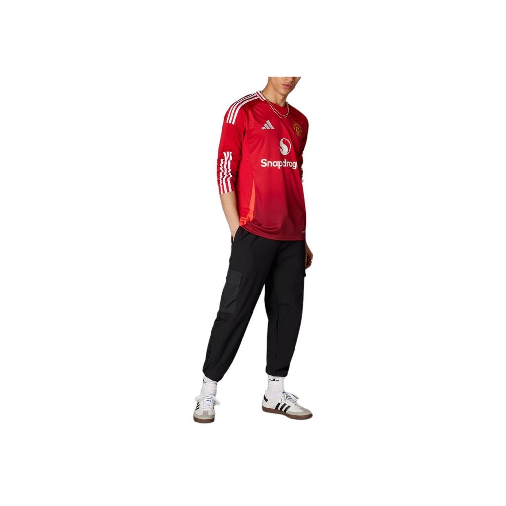 Adidas Manchester United 24/25 Home Jersey With Brand Logo Letter Print Pattern, Crew Neck, Long Sleeve Unisex Tops Red IT1971
