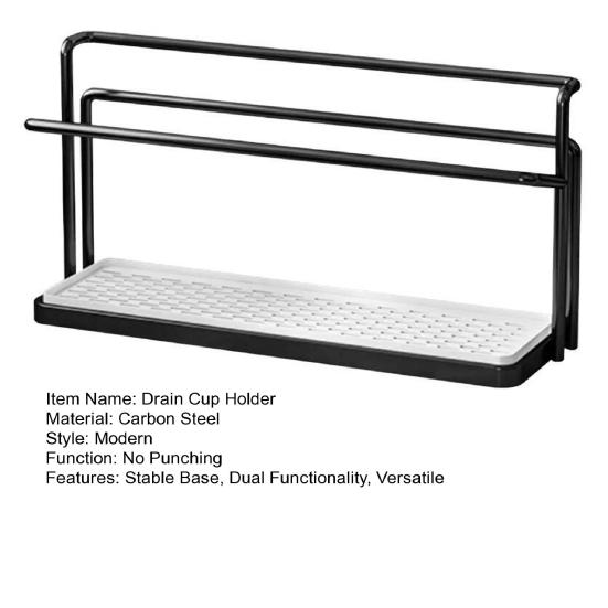 Carbon Steel Drain Cup Holder Upside-Down Design Stable Base Quick Drying Cup Rack Tea Cup Organizer