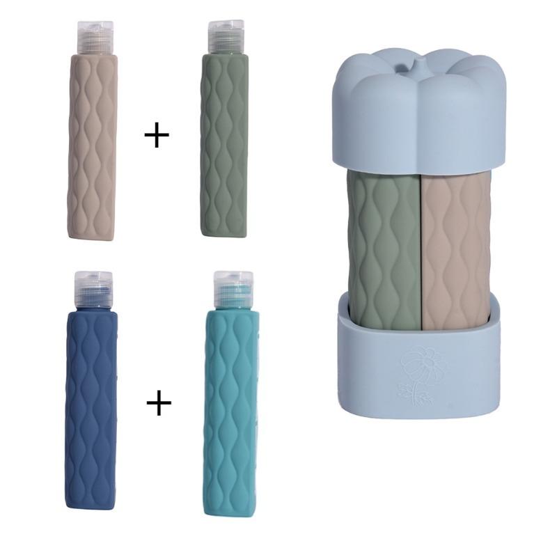 4 in 1 Silicone Travel Bottles Set Dispenser Bottle Leak Proof Portable Refillable Containers for Shampoo Lotion Toiletries