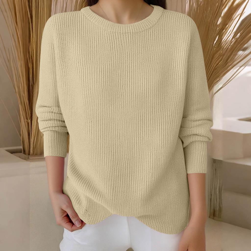 Long Sleeve Pullover Sweaters For Women O Neck Casual Cute Printing Knit Oversized Sweater