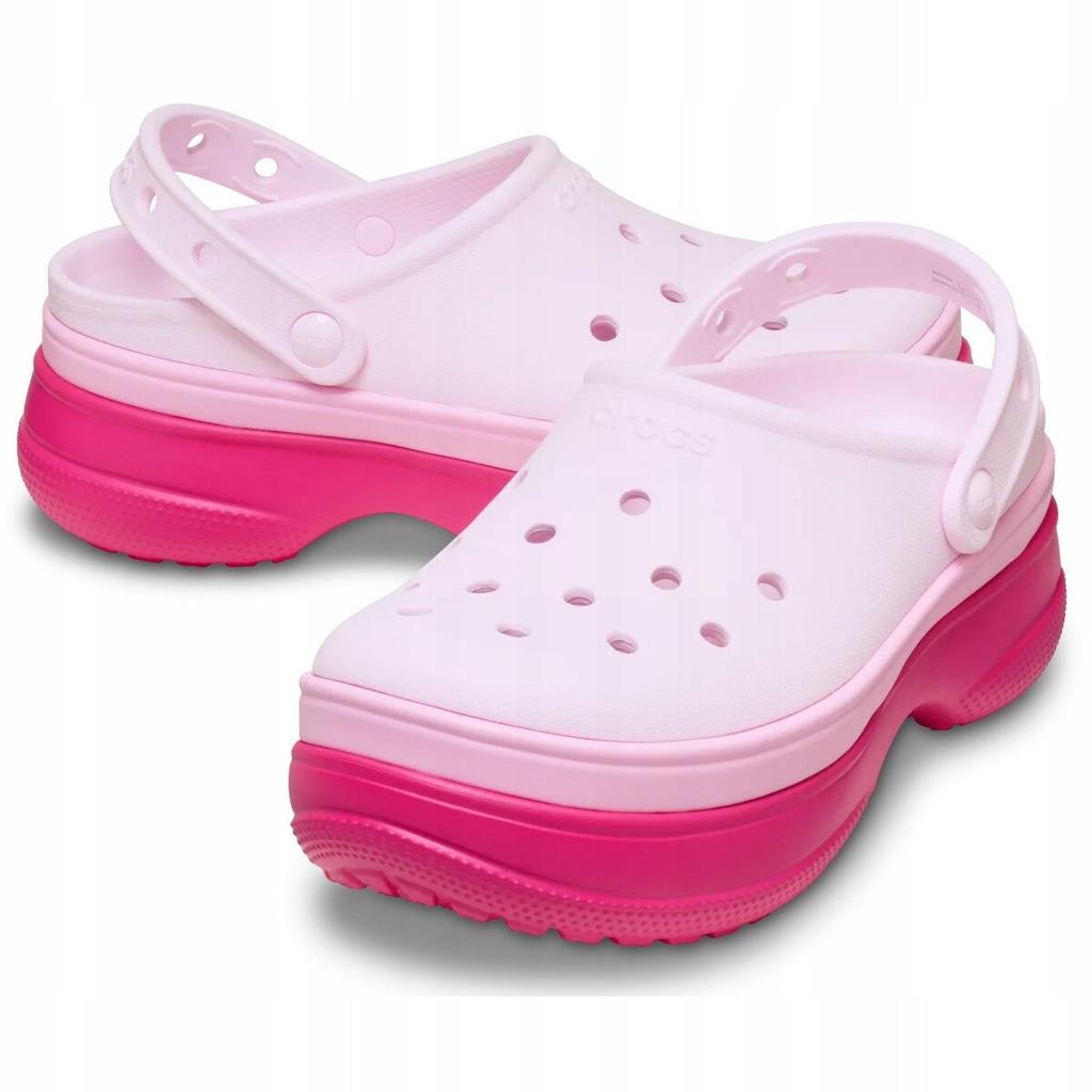 Saboti Femei Crocs Classic Stacked Clog Dragon Fruit 38-39 EU Synthetic Material Platform Comfort Slip Resistant Clogs