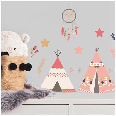 [R3392] - Stickerbogen 'Indianisches Tipi' pfirsichfarben - 20x70 cm