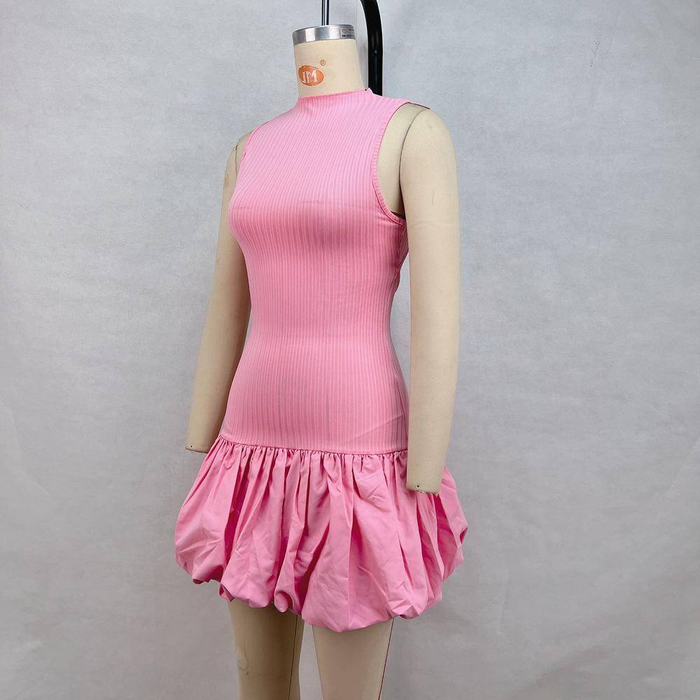 Damen Sommer Sexy Rückenfrei Schlank Spleißen Plissiertes Kleid