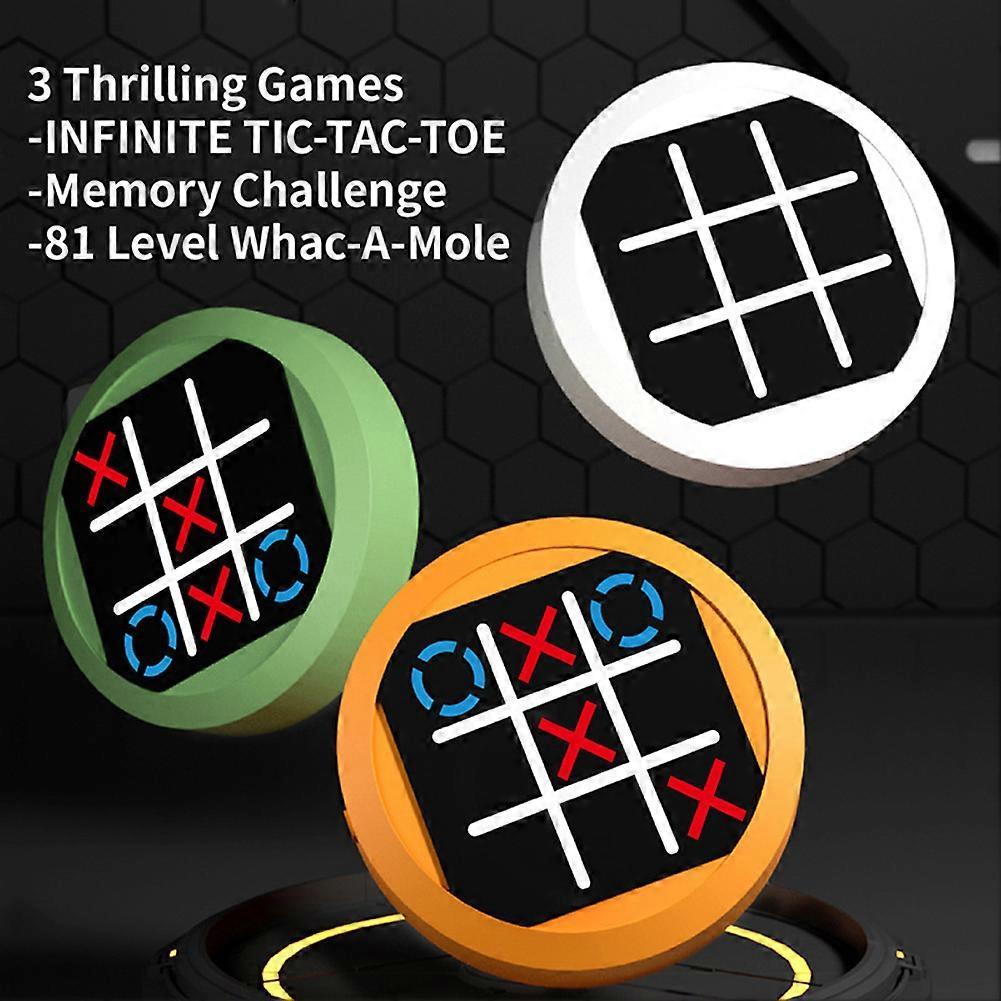 4-in-1 Tic Tac Toe & Whack-a-Mole Bolt Game, Rechargeable Handheld Puzzle Console, Portable Brain Teaser Memory Game for Kids & Adults
