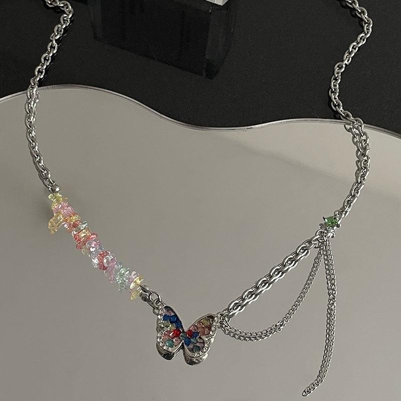 Full Diamond Butterfly Necklace - Sweet & Edgy Pendant - Y2k Hot Girl Design - Choker Necklace