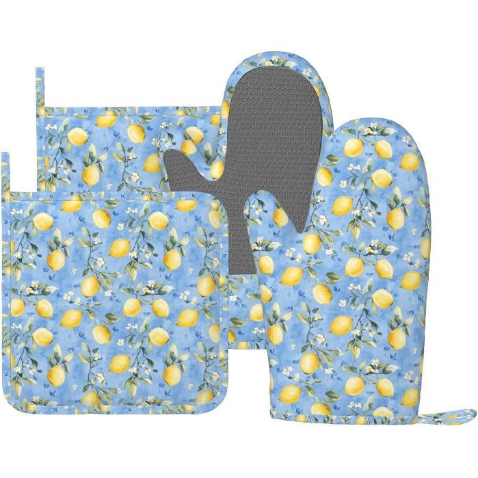 Oven Mitts Pot Holders Set Vintage Butterfly Moon Flower Silicone Kitchen Gloves Potholders Heat Resistant for Chef Baking Cooking Grilling BBQ 4