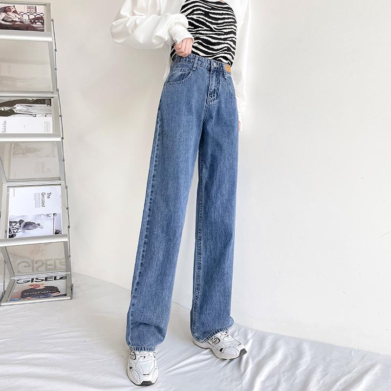 FiveFive Woman Jeans High Waist Wide Leg Cotton Denim Clothing Streetwear Vintage Fashion Harajuku Straight Pants