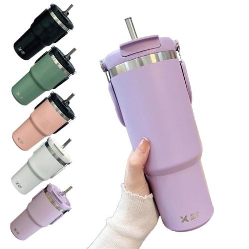 KONARO Tumbler, 600ml/900ml, Large Capacity, with Straw, Lid, Vacuum Insulated, Keeps Hot or Cold, Stainless Steel Bottle, Wide Mouth, Direct Drinking