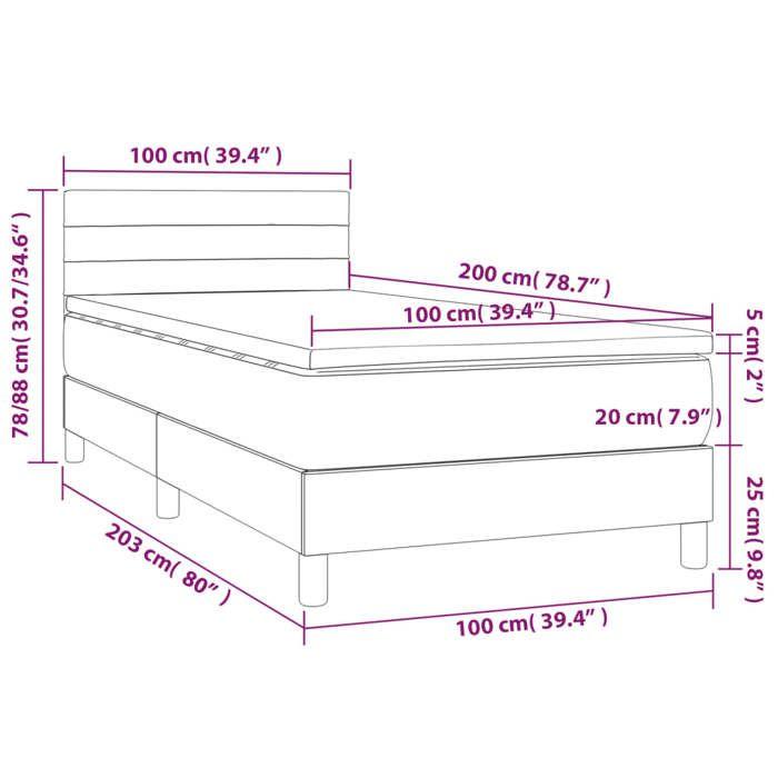 VidaXL Sommier à Lattes de Lit avec Matelas et LED, Lit Rembourré, Lit Simple, Lit Adulte de Chambre à Coucher Intérieur, 3134448