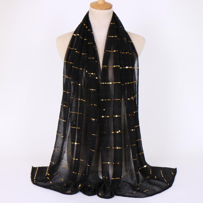 Summer Lurex Glitter Scarf Elegant Lightweight Elastic Shawl For Women Fashion Sparkly Sequined Party Shawls 180*65Cm