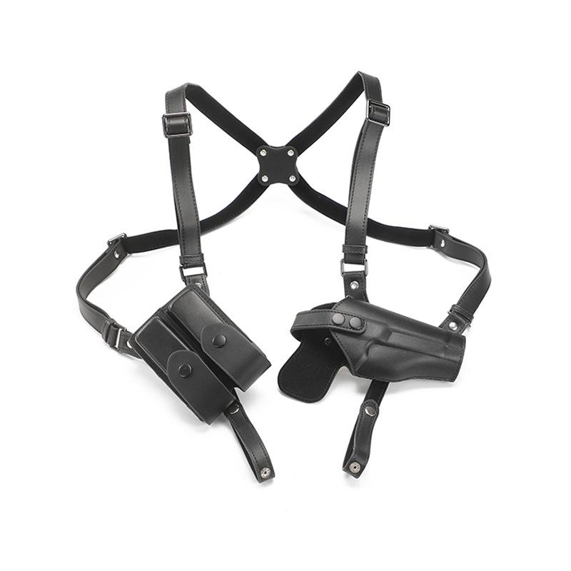 

Universal Vertical Shoulder Strap Holster Tactical Underarm Universal G17 Holster Type 92 1911 Leather Gun Bag чорний
