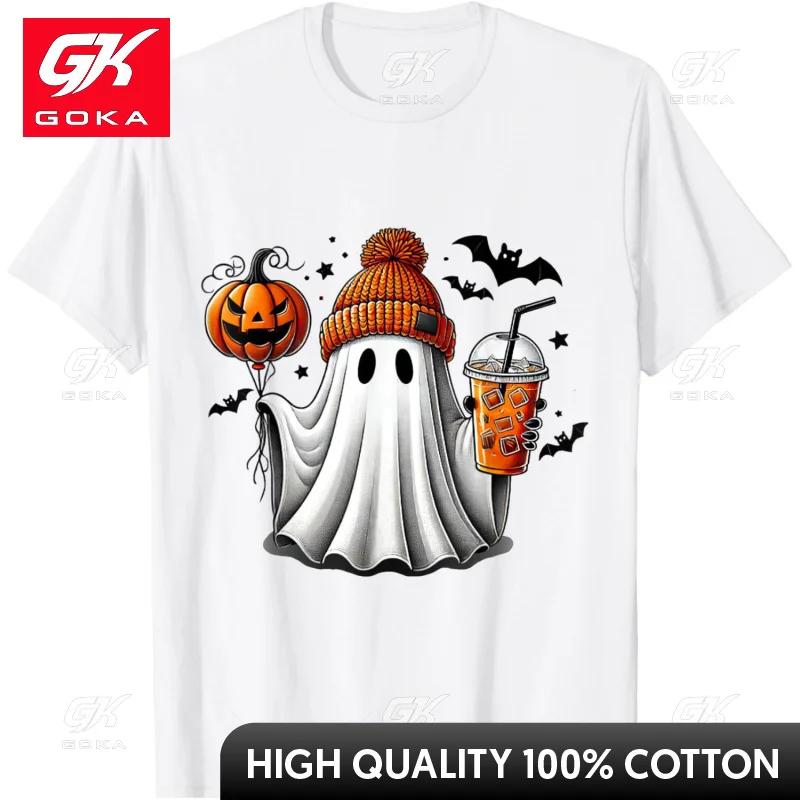 

Ghost Coffee Pumpkin Halloween Therapy Halloween Womens T Shirt Y2k Clothes Casual Cool Hip Hop Short Sleeve Unisex T Shirts S