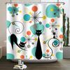Funny Cat Shower Curtain Cartoon Cute Cats Dog Kids Shower Curtain for Bathroom Waterproof Polyester Home Decor Shower Curtains
