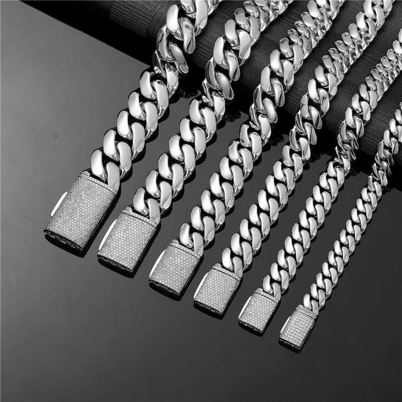 Hip Hop Bling CZ Jewelry High Polished Stainless Steel Cuban Link Chain 20mm Heavy Thick Chunky Cuban Chain Necklace for Men