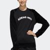 adidas Neo Logo Print Color Block Raglan Sleeve Round Neck Casual Vintage Sweatshirt Women Sweatshirt Black EI4274