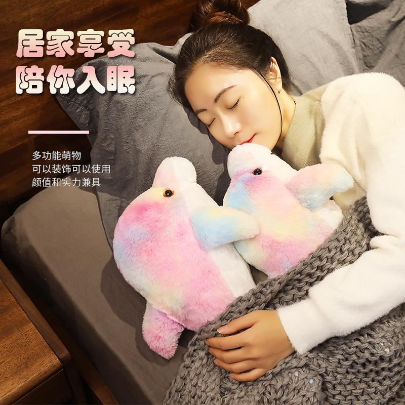 1 jouet en peluche lumineux et créatif de 32 cm, poupée dauphin avec lumière LED, jouet animal coloré, oreiller, joli cadeau pour enfants