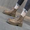 The first layer of cowhide short boots women's 2025 autumn and winter new retro leather British style square head women's Martin boots
