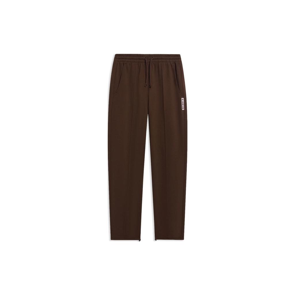 Li-Ning Anti-Wu Series Solid Color Elastic Waist Drawstring Straight-Leg Knit Sports Pants Men Bottoms Taupe AKLT081-4