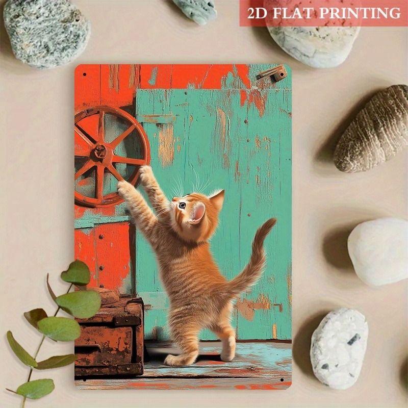 Vintage Style Metal Tin Sign Cute Cats Dogs for Cafe Interior