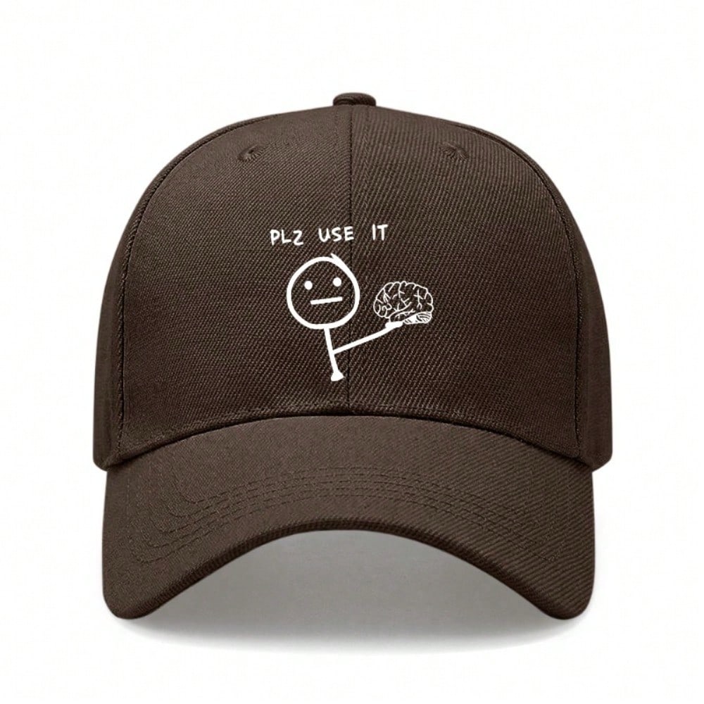 [Humorous Baseball Cap] Funny Letter "PLZ USE IT" Print Polyester Adjustable Breathable Casual Outdoor Sports Baseball Hat For Men Women