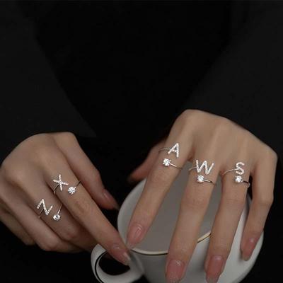 Zirkon Initial AZ Brief Ring Für Frauen Metall Einstellbare Öffnung Ring Name Alphabet Weibliche Hochzeit Geschenk anillos mujer