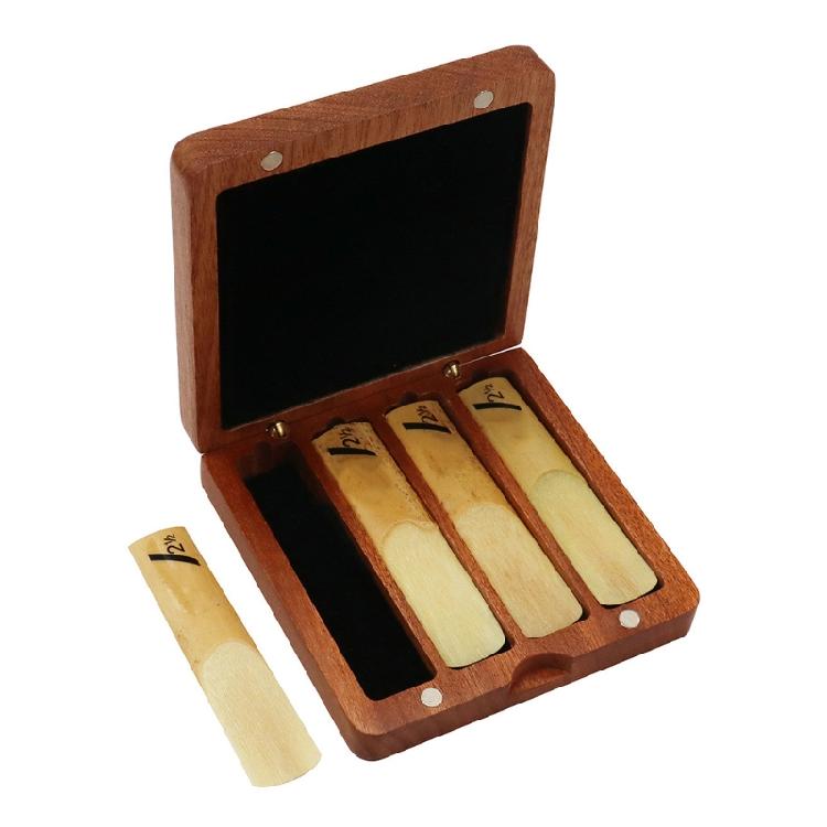 Wood Saxophone Reed Box for Clarinet Saxophone Hold Four Reeds