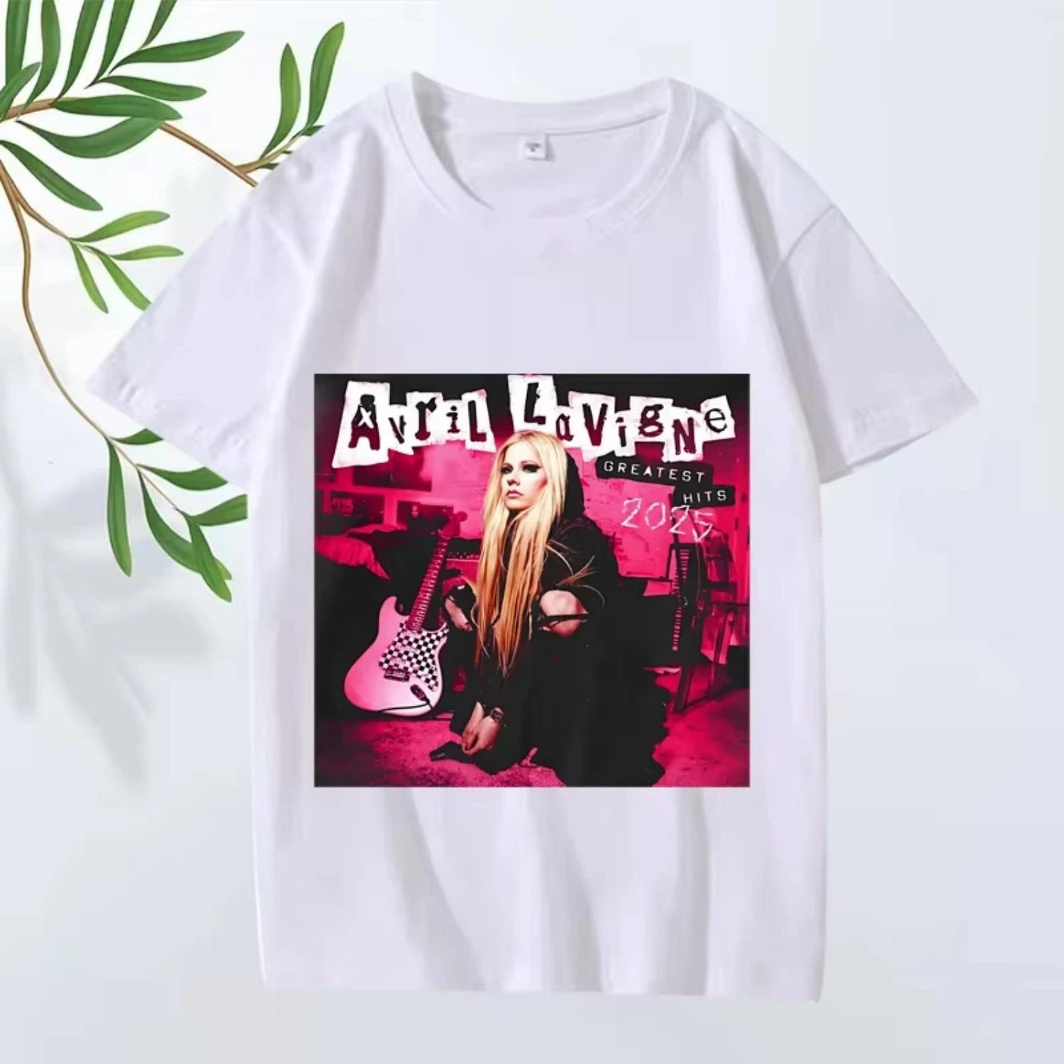 

Avril Lavigne 2026 Tour Greatest Hits Graphic T Shirt Men ’s Women Oversized 100% Cotton Short Sleeve Summer Print Unisex Tops S чёрный