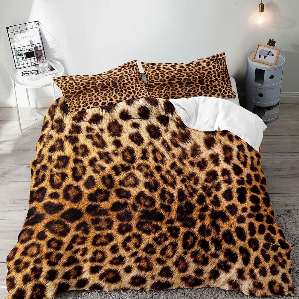 Pink Leopard Print Duvet Cover Girl Girl Bedding Digital Printing Three-Piece Quilt Cover Bedroom Decoration