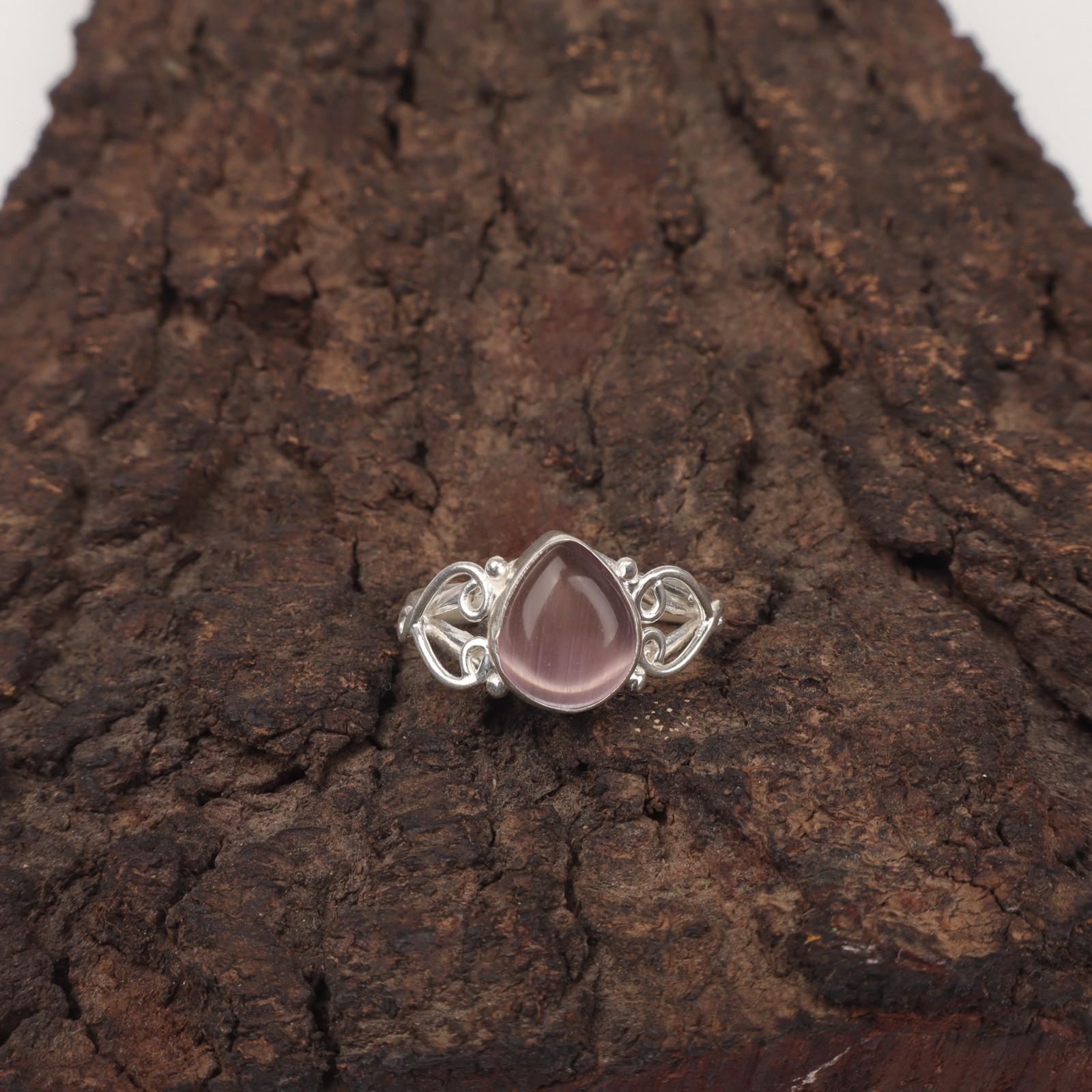 

Распродажа ко Дню дружбы Кольцо-заявление из стерлингового серебра 925 пробы с фиолетовым камнем «кошачий глаз» RR-46-39 15