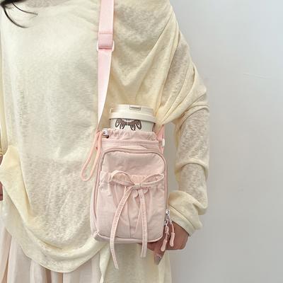 Water Cup Bag Mobile Phone Bag Casual Simple Texture Shoulder Small Square Bag Fashionable Summer New Foreign Style Oblique Span Bag Women