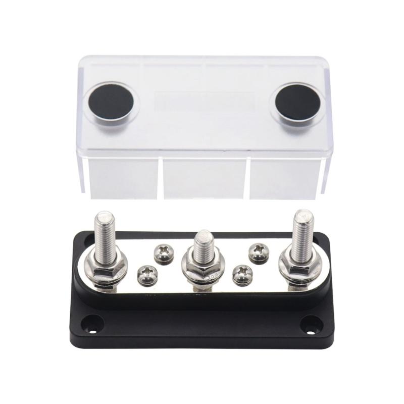 3 Post Power Distribution Block Bus Bar with Cover,150A Rating, Marine Bus Bar, Automobile, and Solar Wiring