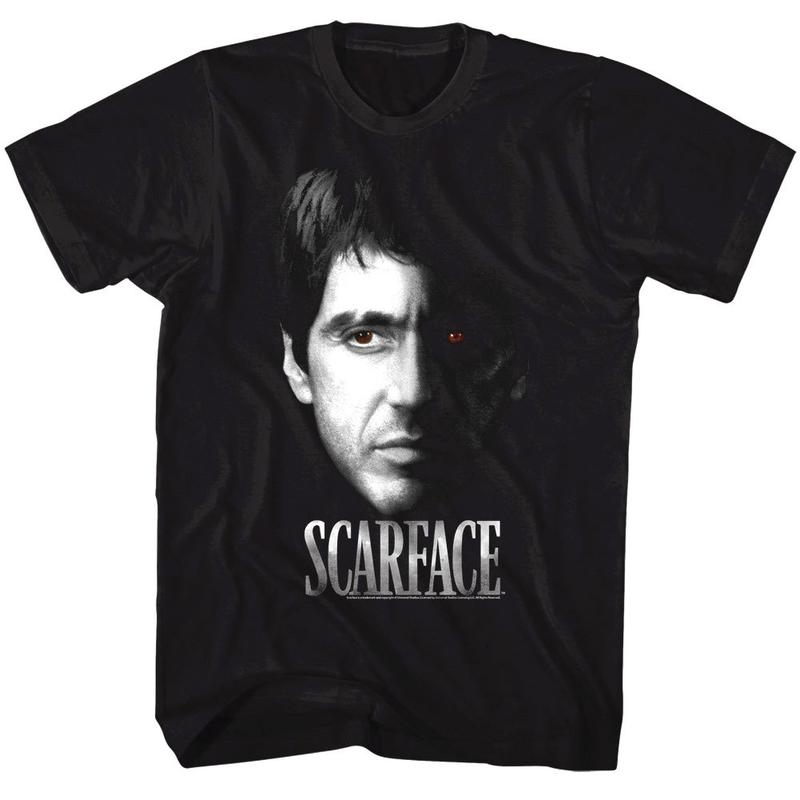 Scarface Tony Montana Evil Red Eye Unisex T-Shirt Pacino Face Gangster Profile Graphic Tee XXXL